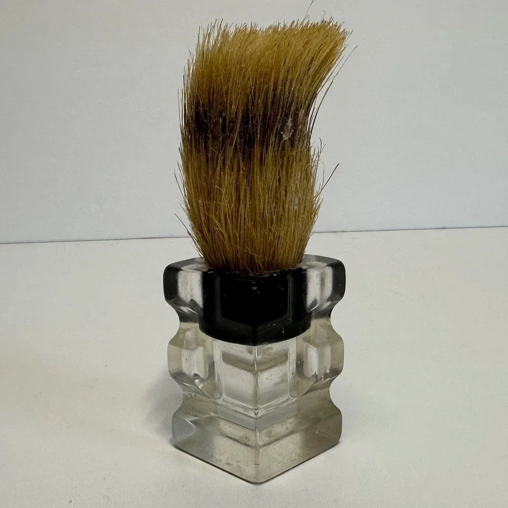 Stag Shaving Brush Mens Clear Vintage Badger Cased B1190 Lucite Handle